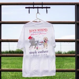 Simply Southern White Beach Dog- Golden Retriever